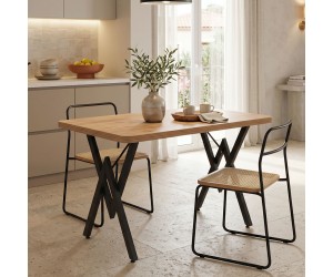 Τραπέζι Vertex pakoworld oak με μαύρα μεταλλικά πόδια 110x70x72εκ Τραπέζι Vertex pakoworld oak με μαύρα μεταλλικά πόδια 110x70x72εκ
