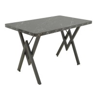 Τραπέζι Vertex pakoworld μαυρο εφέ μαρμάρου με μαύρα μεταλλικά πόδια 110x70x72εκ