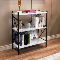 Ραφιέρα επιδαπέδια Althea pakoworld λευκό μαρμάρου με μαύρο μέταλλο 60x30x90εκ