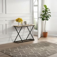 Κονσόλα Glimmer pakoworld σε φυσικό απόχρωση με μαύρο μέταλλο 100x30x80εκ