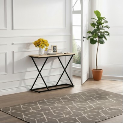 Κονσόλα Glimmer pakoworld σε φυσικό απόχρωση με μαύρο μέταλλο 100x30x80εκ Κονσόλα Glimmer pakoworld σε φυσικό απόχρωση με μαύρο μέταλλο 100x30x80εκ