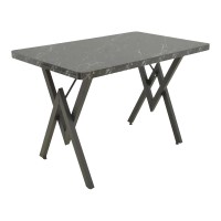 Τραπέζι Vertex pakoworld μαύρο μαρμάρου και μέταλλο 110x70x72εκ