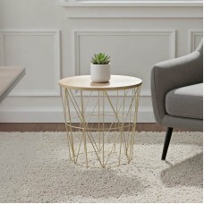 Τραπέζι σαλονιού Kumi pakoworld oak-χρυσό Φ41x40εκ Τραπέζι σαλονιού Kumi pakoworld oak-χρυσό Φ41x40εκ