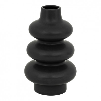Βάζο Zerve pakoworld κεραμικό σε μαύρη απόχρωση Φ15.2x25εκ