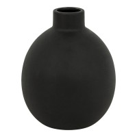 Βάζο Rianzo pakoworld κεραμικό σε μαύρη απόχρωση Φ14.5x18εκ