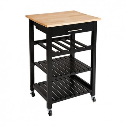 Τρόλεϊ-Ραφιέρα Claude pakoworld mdf μαύρο - φυσικό 58x48x87.5εκ