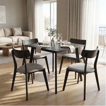 Tραπεζαρία Benson - Toto pakoworld σετ 5τμχ rustic grey - ύφασμα grey 80x80x75εκ Tραπεζαρία Benson - Toto pakoworld σετ 5τμχ rustic grey - ύφασμα grey 80x80x75εκ