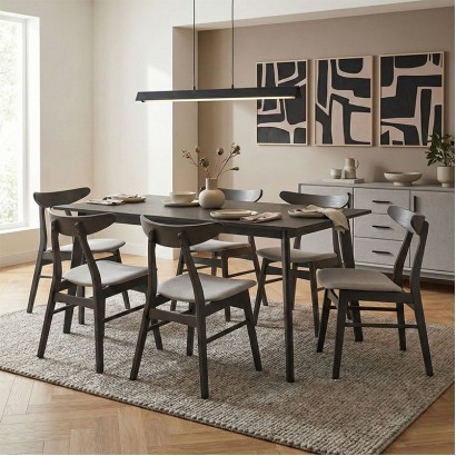 Tραπεζαρία Benson - Orlean pakoworld σετ 7τμχ rustic grey - ύφασμα γκρι 150x90x75εκ Tραπεζαρία Benson - Orlean pakoworld σετ 7τμχ rustic grey - ύφασμα γκρι 150x90x75εκ