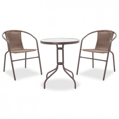 Τραπεζαρία Watson-Obbi σετ 3τεμ pakoworld μέταλλο-pe καφέ