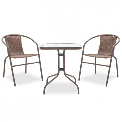 Τραπεζαρία Obbi-Watson σετ 3τεμ pakoworld μέταλλο-pe καφέ