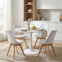 Τραπεζαρία Balou-Gaston σετ 5τεμ pakoworld MDF και pp σε λευκή-φυσική απόχρωση Φ100x73εκ