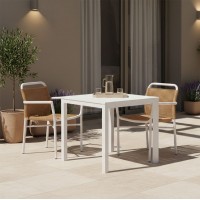 Τραπεζαρία Kliton - Clutch σετ 3τεμ pakoworld αλουμίνιο σε λευκή απόχρωση 80x80x74εκ