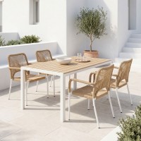 Τραπεζαρία Nares-Norture A σετ 5τεμ pakoworld λευκό αλουμίνιο και plywood σε φυσική απόχρωση 140x80x72.5εκ Τραπεζαρία Nares-Norture A σετ 5τεμ pakoworld λευκό αλουμίνιο και plywood σε φυσική απόχρωση 140x80x72.5εκ