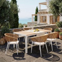 Τραπεζαρία Nares-Raven B σετ 7τεμ pakoworld λευκό αλουμίνιο και plywood σε φυσική απόχρωση 180x90x72.5εκ Τραπεζαρία Nares-Raven B σετ 7τεμ pakoworld λευκό αλουμίνιο και plywood σε φυσική απόχρωση 180x90x72.5εκ