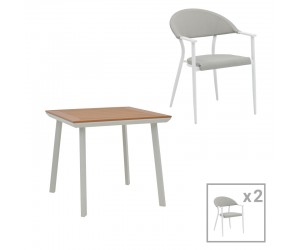 Τραπεζαρία Synergy-Pino σετ 3τεμ pakoworld λευκό αλουμίνιο και plywood σε φυσικό χρώμα 80x80x74εκ Τραπεζαρία Synergy-Pino σετ 3τεμ pakoworld λευκό αλουμίνιο και plywood σε φυσικό χρώμα 80x80x74εκ