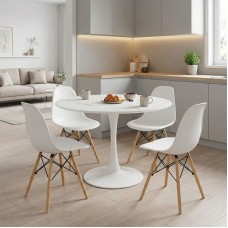 Τραπεζαρία Julita-Balou pakoworld σετ 5τεμ pp-mdf λευκo Φ100x73εκ Τραπεζαρία Julita-Balou pakoworld σετ 5τεμ pp-mdf λευκo Φ100x73εκ