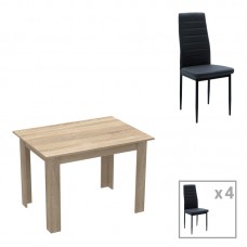 Τραπεζαρία Manka-Parker pakoworld σετ 5τεμ mdf σε μαύρη-sonoma απόχρωση 110x80x77εκ