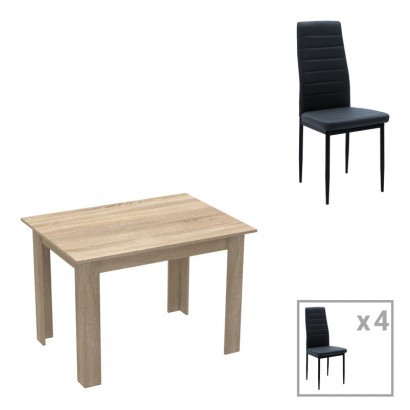Τραπεζαρία Manka-Parker pakoworld σετ 5τεμ mdf σε μαύρη-sonoma απόχρωση 110x80x77εκ