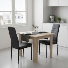Τραπεζαρία Manka-Parker pakoworld σετ 3τεμ mdf σε μαύρη-sonoma απόχρωση 80x80x77εκ