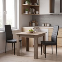 Τραπεζαρία Manka-Parker pakoworld σετ 3τεμ mdf σε μαύρη-sonoma truffle απόχρωση 80x80x77εκ Τραπεζαρία Manka-Parker pakoworld σετ 3τεμ mdf σε μαύρη-sonoma truffle απόχρωση 80x80x77εκ