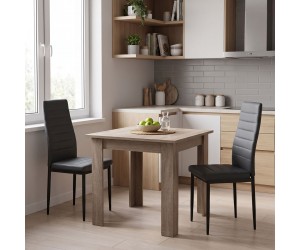 Τραπεζαρία Manka-Parker pakoworld σετ 3τεμ mdf σε μαύρη-sonoma truffle απόχρωση 80x80x77εκ Τραπεζαρία Manka-Parker pakoworld σετ 3τεμ mdf σε μαύρη-sonoma truffle απόχρωση 80x80x77εκ