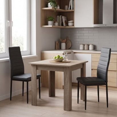 Τραπεζαρία Manka-Parker pakoworld σετ 3τεμ mdf σε μαύρη-sonoma truffle απόχρωση 80x80x77εκ Τραπεζαρία Manka-Parker pakoworld σετ 3τεμ mdf σε μαύρη-sonoma truffle απόχρωση 80x80x77εκ
