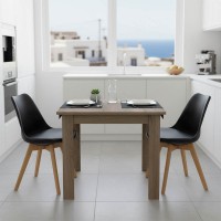 Τραπεζαρία Manka Ι -Gaston pakoworld σετ 3τεμ σε sonoma truffle-μαύρη απόχρωση 80x80x77εκ