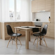 Τραπεζαρία Manka I-Julita pakoworld σετ 3τεμ σε sonoma-μαύρη απόχρωση 80x80x77εκ