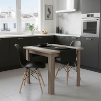 Τραπεζαρία Manka I-Julita pakoworld σετ 3τεμ σε sonoma truffle-μαύρη απόχρωση 80x80x77εκ