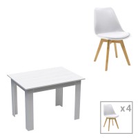 Τραπεζαρία Manka-Gaston pakoworld σετ 5τεμ σε λευκή απόχρωση 110x80x77εκ