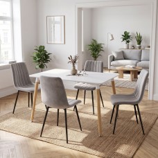 Τραπεζαρία Natali-Noor pakoworld σετ 5τεμ MDF λευκό-γκρι-πόδια φυσικό 120x80x76εκ Τραπεζαρία Natali-Noor pakoworld σετ 5τεμ MDF λευκό-γκρι-πόδια φυσικό 120x80x76εκ