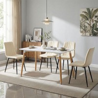 Τραπεζαρία Natali-Noor pakoworld σετ 5τεμ MDF λευκό-μπεζ ύφασμα 120x80x76εκ Τραπεζαρία Natali-Noor pakoworld σετ 5τεμ MDF λευκό-μπεζ ύφασμα 120x80x76εκ
