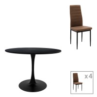 Τραπεζαρία Balou-Parker pakoworld σετ 5τεμ μαύρο-καφε Φ100x73εκ Τραπεζαρία Balou-Parker pakoworld σετ 5τεμ μαύρο-καφε Φ100x73εκ