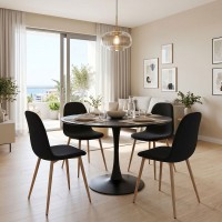 Τραπεζαρία Bella-Balou pakoworld σετ 5τεμ MDF μαύρο-ύφασμα μαύρο Φ120x73εκ Τραπεζαρία Bella-Balou pakoworld σετ 5τεμ MDF μαύρο-ύφασμα μαύρο Φ120x73εκ