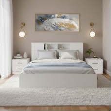 Σετ Κρεβατοκάμαρας Olympus White με Κρεβάτι 140x200εκ Σετ 3τεμ Σετ Κρεβατοκάμαρας Olympus White με Κρεβάτι 140x200εκ Σετ 3τεμ