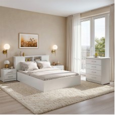Σετ Κρεβατοκάμαρας Olympus White με Κρεβάτι 140x200εκ Σετ 4τεμ Σετ Κρεβατοκάμαρας Olympus White με Κρεβάτι 140x200εκ Σετ 4τεμ