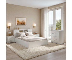 Σετ Κρεβατοκάμαρας Olympus White με Κρεβάτι 140x200εκ Σετ 4τεμ Σετ Κρεβατοκάμαρας Olympus White με Κρεβάτι 140x200εκ Σετ 4τεμ