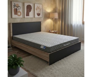 Κρεβάτι με στρώμα Athos-Dreamer pakoworld sonoma-ανθρακί 160x200εκ