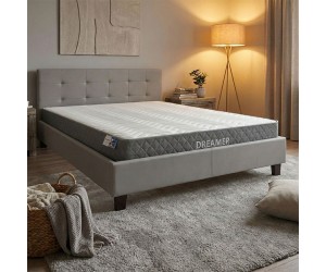 Κρεβάτι με στρώμα Mago-Dreamer pakoworld pu γκρι 150x200εκ Κρεβάτι με στρώμα Mago-Dreamer pakoworld pu γκρι 150x200εκ