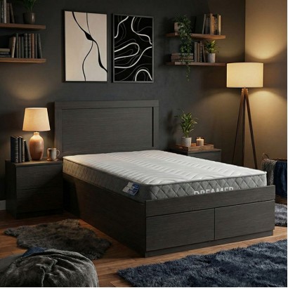 Κρεβάτι με στρώμα και συρτάρι Olympus-Dreamer pakoworld wenge 100x200εκ