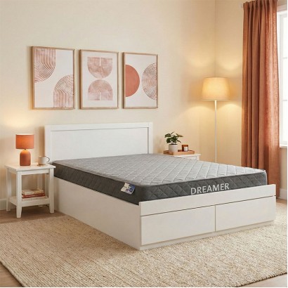 Κρεβάτι με στρώμα και συρτάρι Olympus-Dreamer pakoworld λευκό 150x200εκ