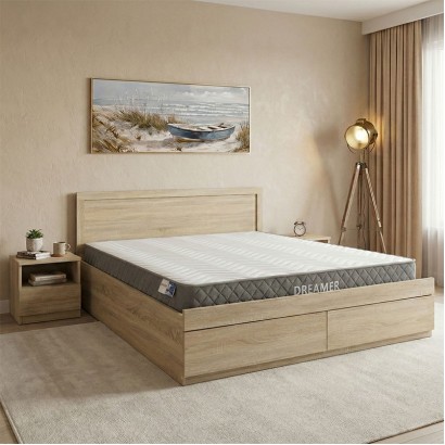 Κρεβάτι με στρώμα και συρτάρι Olympus-Dreamer pakoworld sonoma 160x200εκ