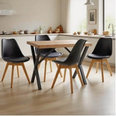 Τραπεζαρία με Καρέκλες Gaston μαύρο και Τραπέζι Zeryin oak 110x70x75εκ Σετ 5τεμ Τραπεζαρία με Καρέκλες Gaston μαύρο και Τραπέζι Zeryin oak 110x70x75εκ Σετ 5τεμ