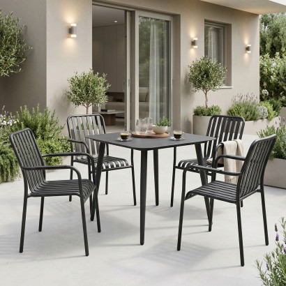 Τραπεζαρία Heven Vista pakoworld σετ 5τεμ μαύρο αλουμίνιο 80x80x72εκ Τραπεζαρία Heven Vista pakoworld σετ 5τεμ μαύρο αλουμίνιο 80x80x72εκ