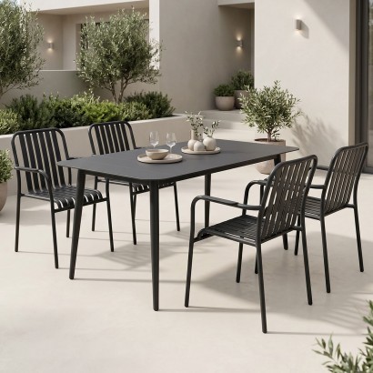 Τραπεζαρία Heven Vista pakoworld σετ 5τεμ μαύρο αλουμίνιο 120x70x72εκ Τραπεζαρία Heven Vista pakoworld σετ 5τεμ μαύρο αλουμίνιο 120x70x72εκ