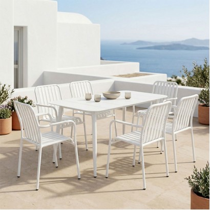 Τραπεζαρία Heven Vista pakoworld σετ 7τεμ λευκό αλουμίνιο 120x70x72εκ Τραπεζαρία Heven Vista pakoworld σετ 7τεμ λευκό αλουμίνιο 120x70x72εκ