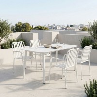 Τραπεζαρία Heven Vista pakoworld σετ 5τεμ λευκό αλουμίνιο 150x80x72εκ