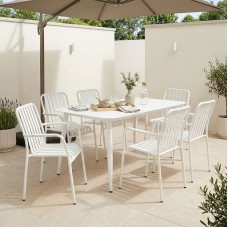 Τραπεζαρία Heven Vista pakoworld σετ 7τεμ λευκό αλουμίνιο 150x80x72εκ
