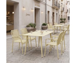 Τραπεζαρία Heven Vista pakoworld σετ 5τεμ σαμπανί αλουμίνιο 120x70x72εκ