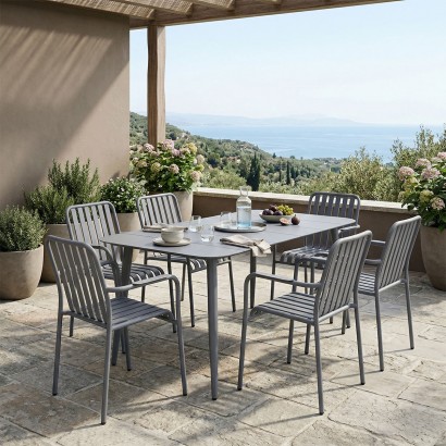 Τραπεζαρία Heven Vista pakoworld σετ 7τεμ ανθρακί αλουμίνιο 150x80x72εκ Τραπεζαρία Heven Vista pakoworld σετ 7τεμ ανθρακί αλουμίνιο 150x80x72εκ